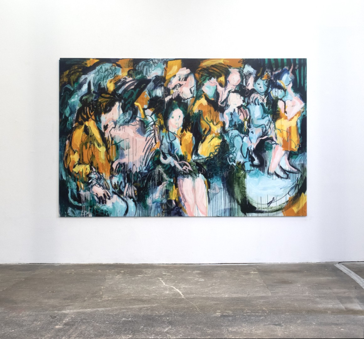 Katya Granova - Spinnerei Celebration,  2025, oil on canvas, 310x200cm